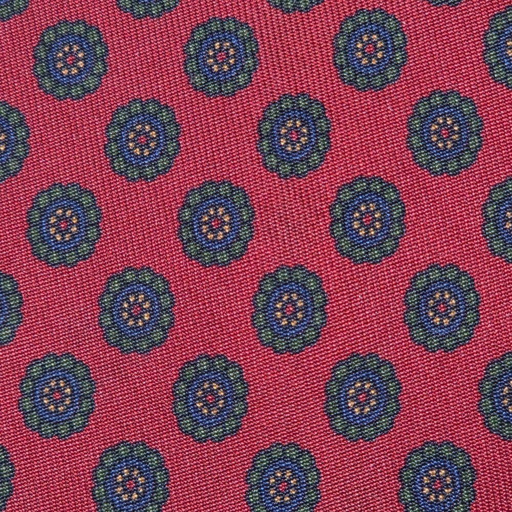 Wolly Milano Ceriello 1903 Silk Tie Wine Red Floral Medallion Italy Necktie - Picture 3 of 5